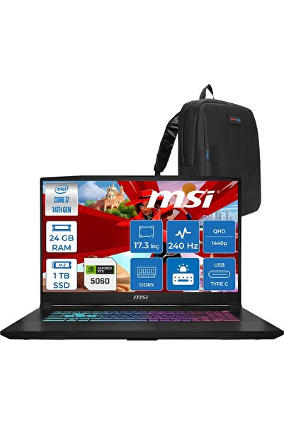 MSI Katna17 Hx I7 14650HX 24GB 1tb SSD FDOS RTX5060 8gb 17 Inç 2k QHD B14WFK2...