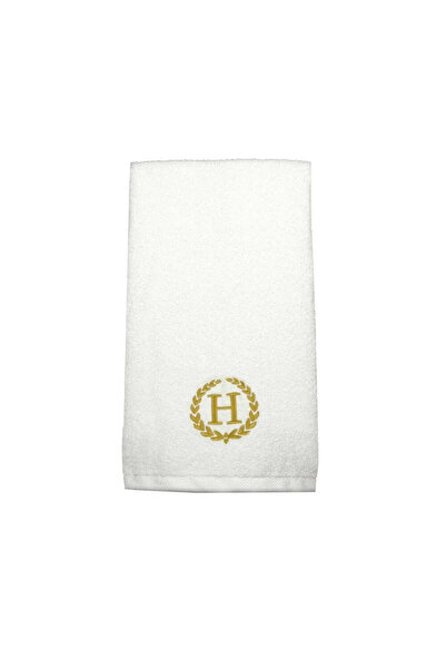BYFT Embroidered For You منشفة يد مزينة بحرف "H" مطرز بخيوط ذهبية من القطن، ب...