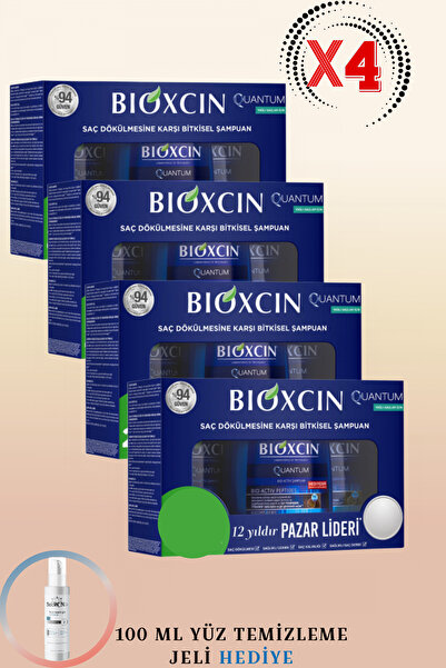 Bioxcin Quantum Shampoo for Oily Hair 300ml 3-Pack Box 4 Pcs + 100ml Facial C...