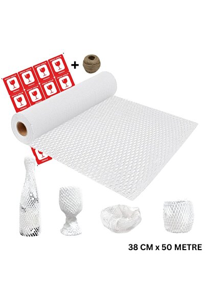 roco paper Beyaz Petek Ambalaj ve Paketleme Kağıdı (38CMx50M) ve 20 Adet Kırı...