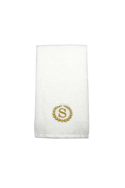 BYFT Embroidered For You منشفة يد مزينة بحرف "S" مطرز بخيوط ذهبية من القطن، ب...