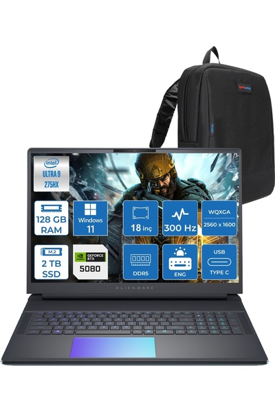 Dell Alienware 18 AA18250 Ultra 9 275HX 128GB 2TBSSD 16GB/RTX5080 18" W11PRO ...