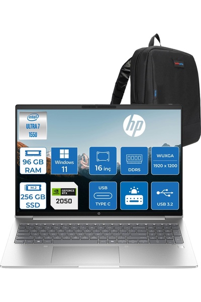 HP Probook 460 G11 Ultra 7 155H Ddr5 96GB 256GB SSD W11PRO RTX2050 4gb 16" IP...