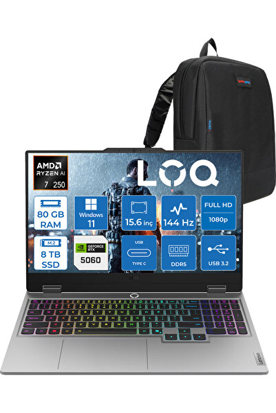 LENOVO Loq 15AHP10 Ryzen 7 250 80GB Ddr5 8tb SSD W11PRO RTX5060 8gb 15.6" IPS...