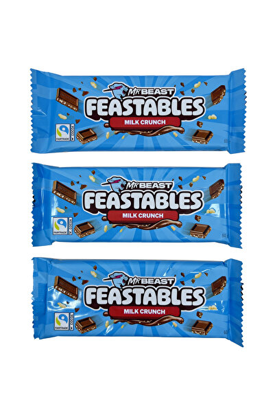 Feastables Mr Beast Milk Crunch - Pirinç Patlaklı Sütlü Çikolata 60 gr (3 ADET)