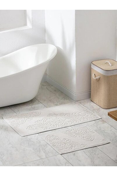 LC Waikiki طقم سجادة حمام منقوشة باللون الإكرو مكون من قطعتين (S6)