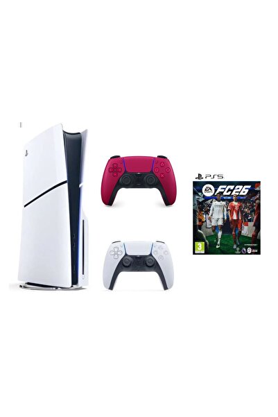 Playstation 5 Disc Slim Console With Extra Cosmic Red Controller And FC 26 - ...