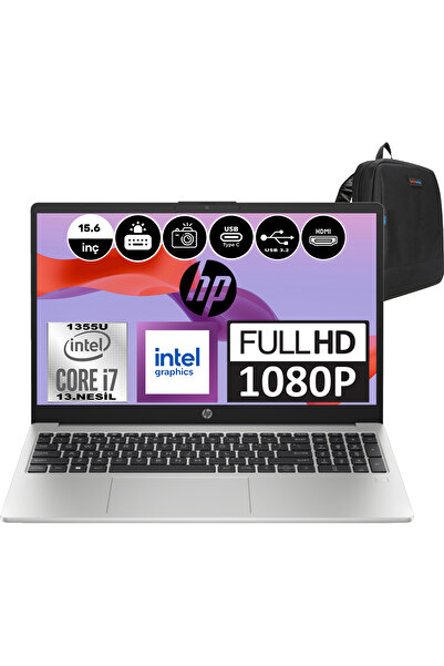 HP 250 G10 I7 1355U 8gb 1tb SSD W11PRO 15.6" Fhd 9G1E6ETP03 + Weblegelsin Çanta