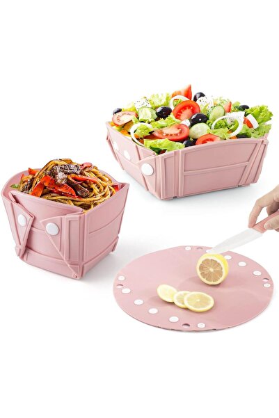 Arabest Collapsible Bowl, Portable Silicone Collapsible Bowls for Camping(Pink)