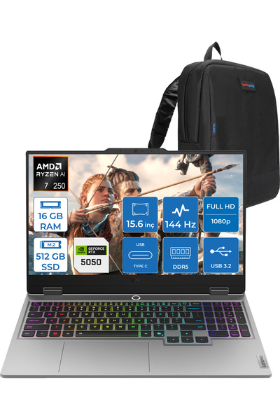 LENOVO Loq 15AHP10 Ryzen 7 250 16GB Ddr5 512GB SSD FDOS RTX5050 8gb 15.6" IPS...