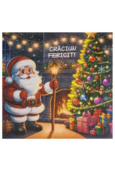 OEM Servetele de Masa de Craciun cu 2 Straturi Model Brad Impodobit & Mesaj C...