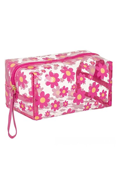 OEM Φούξια Διαφανές Καλοκαιρινό Πορτοφόλι με Σχέδιο Μαργαρίτας 19x10.5x10.5εκ.