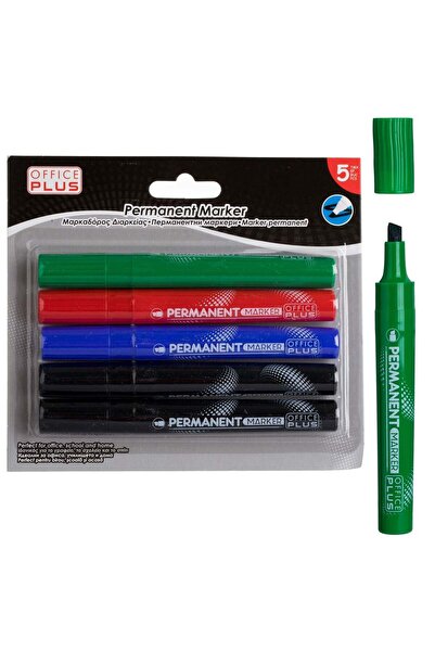 OEM Set Markere Permanente Negru Rosu Albastru Verde - 5buc