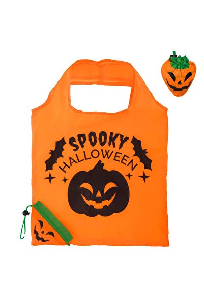 OEM Sacosa Pliabila Multifunctionala Portocalie cu Model Dovleac & Husa 37x37cm