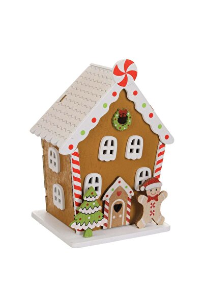 OEM Decoratiune din Lemn de Craciun Casa de Turta Dulce 11x6x15,5cm