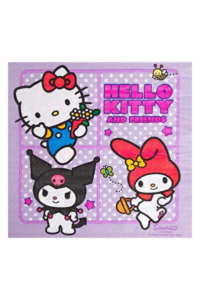 OEM 2-Ply Party Napkins Lilac Polka Dots Hello Kitty & Kuromi 33x33cm - 12pcs