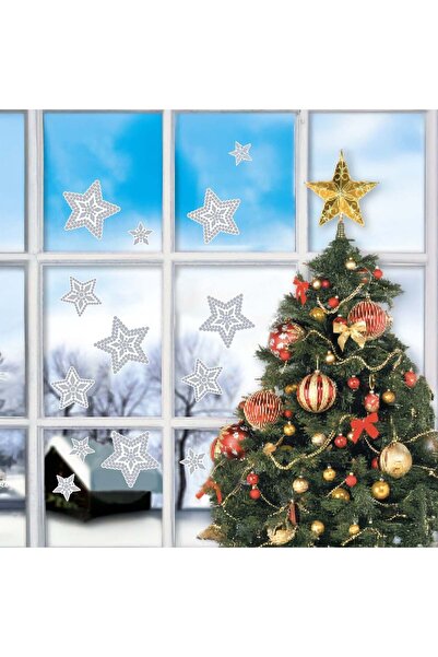 OEM Autocolante Decorative de Craciun Stele Argintii 29x50cm