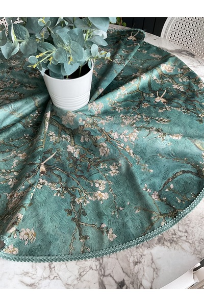 ELORA MAISON Van Gogh çiçek açan badem ağacı baskılı yuvarlak masa sehpa fisk...