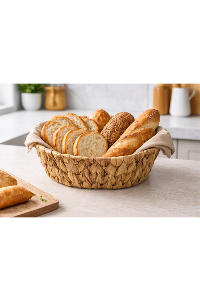 ALLEGRI Hand Knitted Oval Wicker Bread Basket Quality Deep Basket