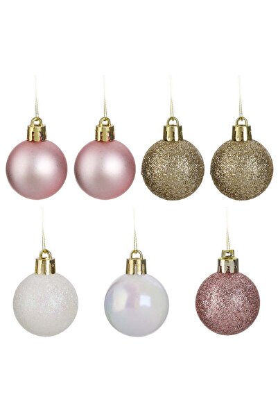 OEM Set Globuri de Craciun Roz Albe Sampanii Mate & Glitter Ø4cm - 7buc