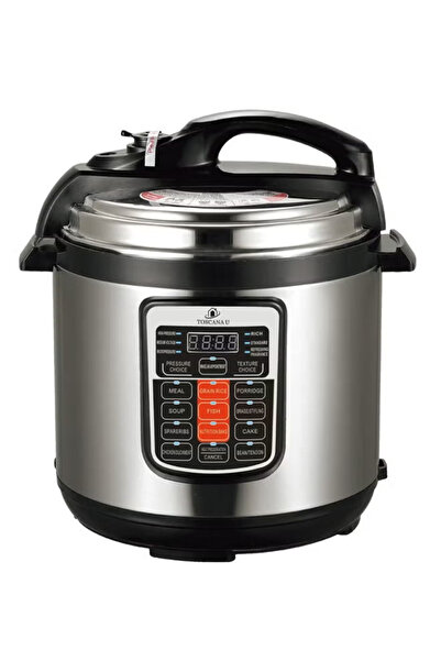 TOSCANA U قدر و طنجرة ضغط كهربائية سعة 6 لتر، 12 وظيفة، 1000 واط، أسود/رمادي