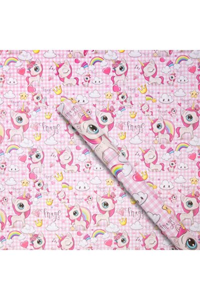 OEM Hartie Ambalaj Rola Roz cu Model Curcubeu Unicorn 150x70cm