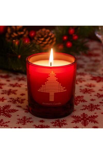 OEM Lumanarea Parfumata de Craciun Alba cu Aroma de Rodie in Recipient Rosu c...