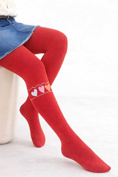 gigigiyim Kalp Desenli Kız Çocuk Külotlu Çorap