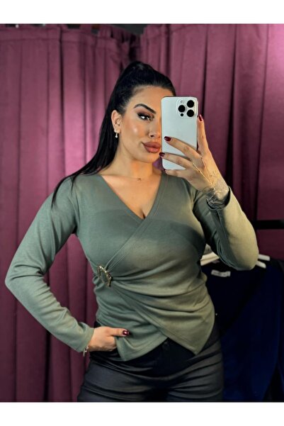 inci bayan giyim Gold Buckle Detail Double-Breasted Body Suit