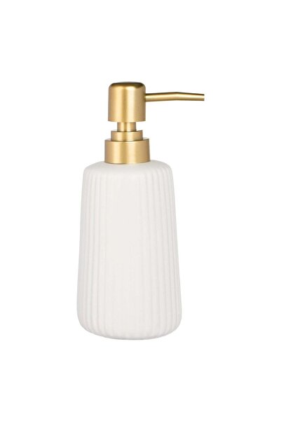 OEM White Ceramic Dispenser with Stripes for Liquid Soap 340ml