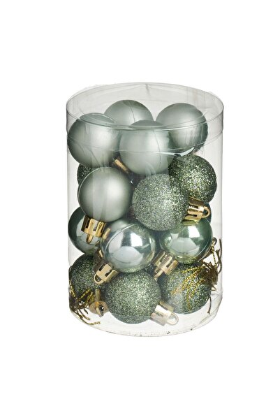 OEM Set Globuri de Craciun Verzi Menta Mate Lucioase cu Glitter Ø3cm - 20buc