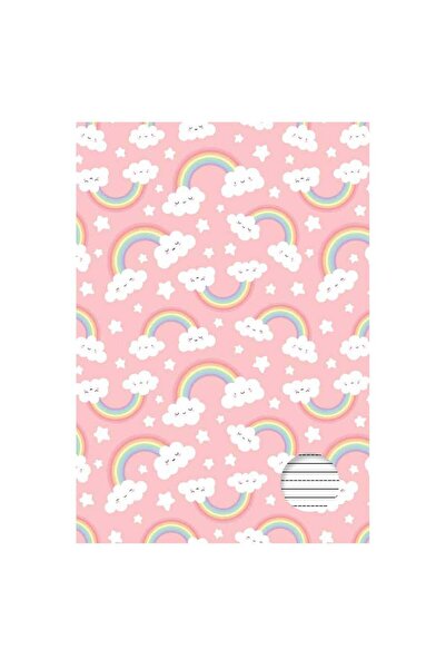 OEM Caiet A5 de Tip 2 Coperta Roz cu Model Curcubeu Nori - 20F