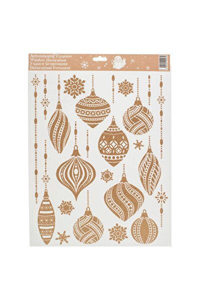 OEM Autocolante Decorative de Craciun Globuri cu Glitter Sampaniu 30x42cm