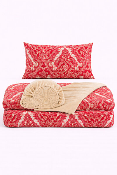 İQON Elastic Sheet Duvet Cover Set Single Size Otlt1 Shll Red