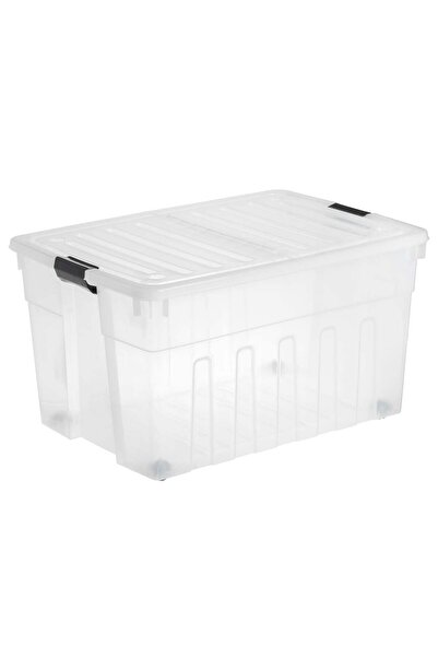 OEM Transparent Plastic Storage Box with Folding Lid & Wheels 150L