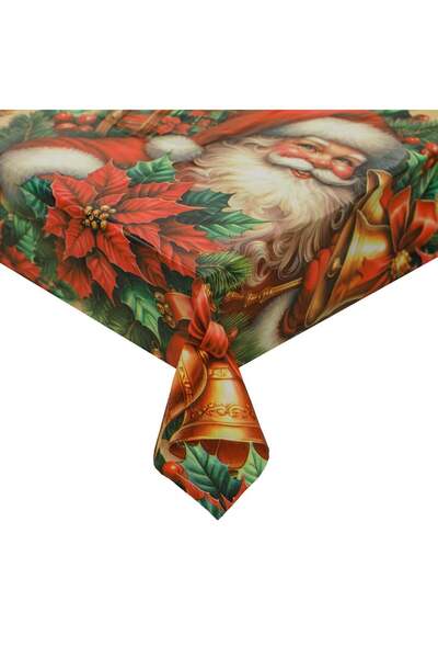 OEM Plastic Christmas Tablecloth with Santa Claus Mistletoe Pattern Red Green...