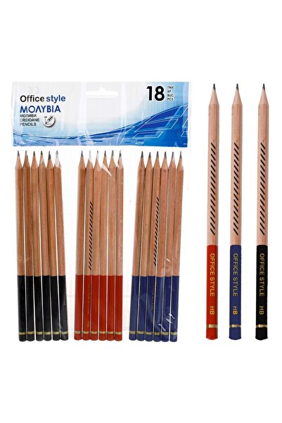 OEM Set Creioane HB Negru Rosu Bleu - 18buc