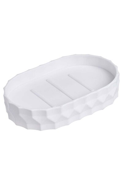 OEM Oval White Plastic Soap Dish with Honeycomb Pattern 3x9cm