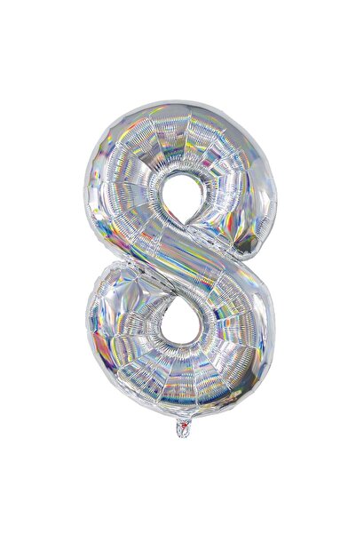 OEM Holographic Silver Foil Party Balloon No.8 - 81cm