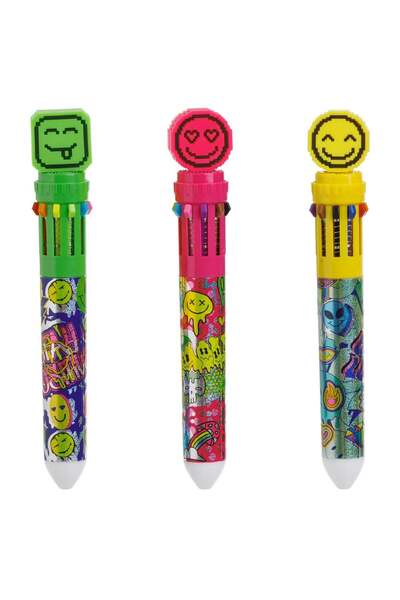 OEM Happy Faces Colored Pen with 10 Refills with Colored Ink 3 Models
