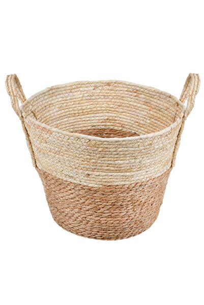 OEM Beige Brown Fabric Storage Basket with Handles Ø40x30cm