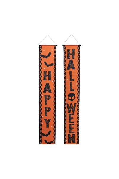 OEM Πανό τοίχου για το Halloween Μαύρο Πορτοκαλί "Happy Halloween" 30x180cm -...