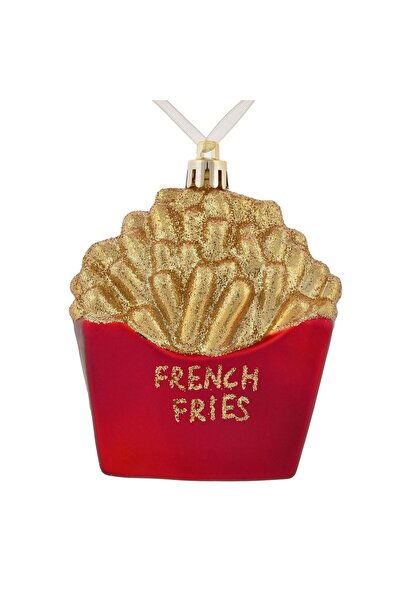 OEM Ornament Brad de Craciun 3D in Forma de Cartofi Prajiti cu Glitter Aurii ...