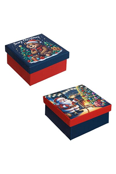 OEM Red / Blue Mini Kraft Box with Santa Claus Bear Pattern Christmas Foil 0....