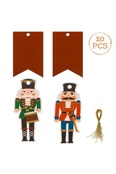 OEM Etichete Cadouri de Craciun 2 Modele Soldat de Lemn 5x9cm - 20buc