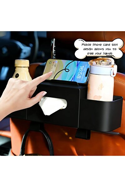 PUKON منظم المقعد الخلفي للسيارة مع حاملين للأكواب - صندوق تخزين متعدد الوظائ...