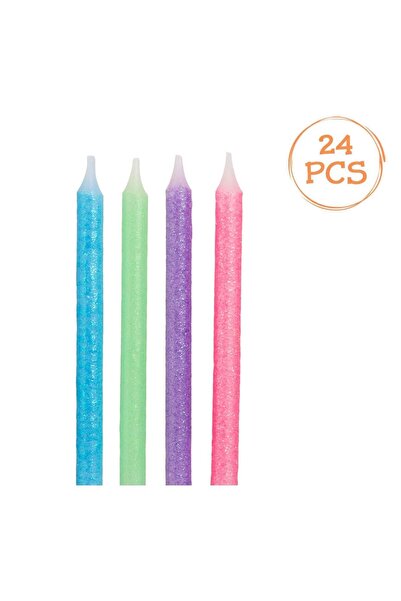 OEM Pastel Birthday Candles with Glitter 6.5cm - 24pcs