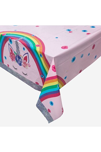 OEM Pink Plastic Tablecloth Unicon Rainbow 180x120cm