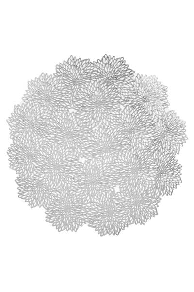 OEM Suport Farfurie de Craciun Rotund Perforat Argintiu cu Model Floral Ø39cm