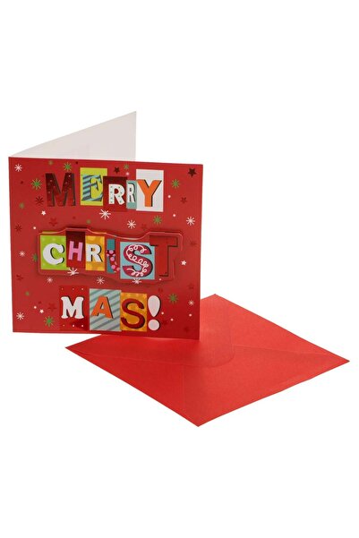OEM Felicitare Mini de Craciun Rosie cu Detaliu din Folie Stea "Merry Christm...